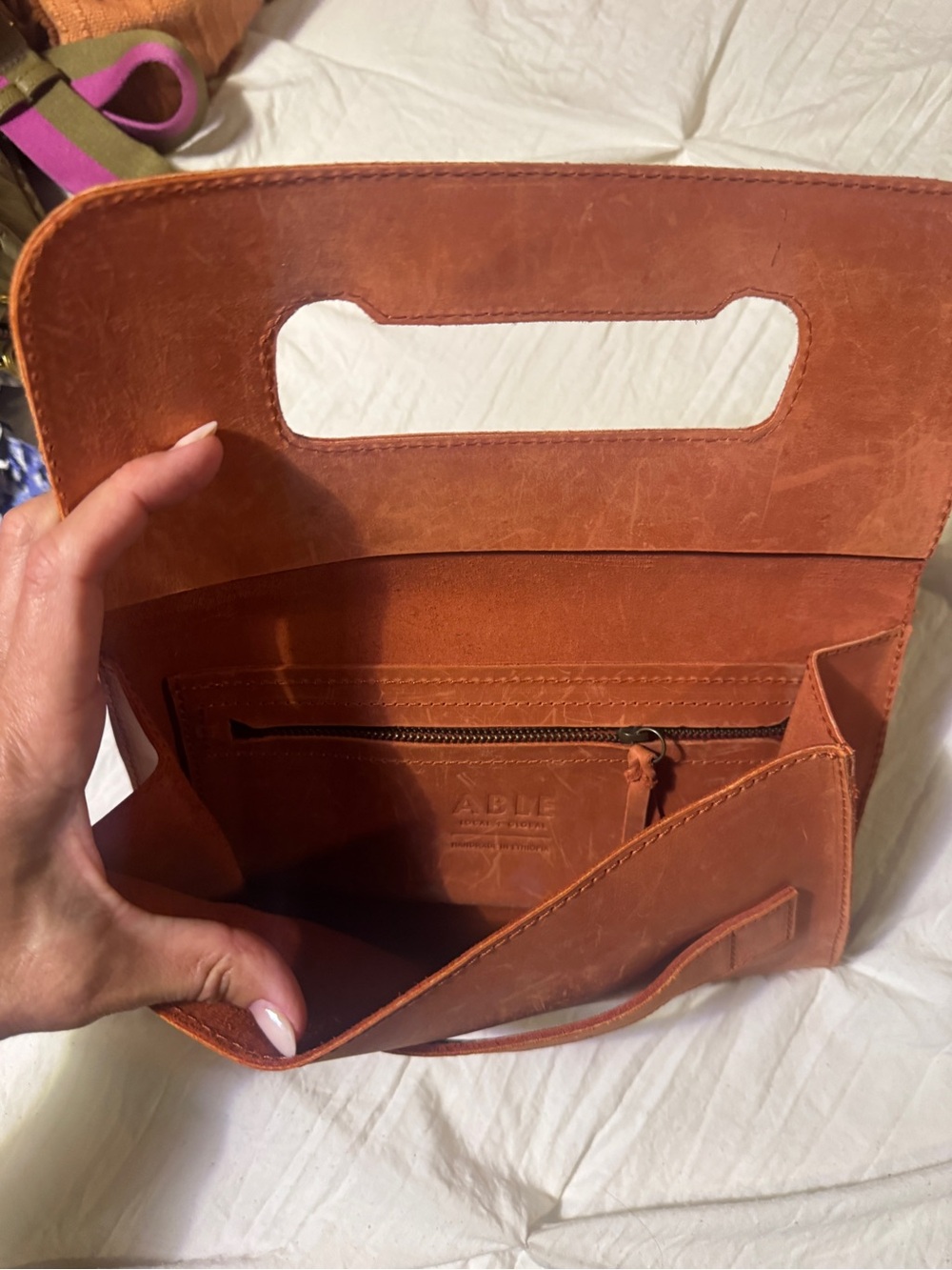 Able Cognac Brown Leather Messenger Bag